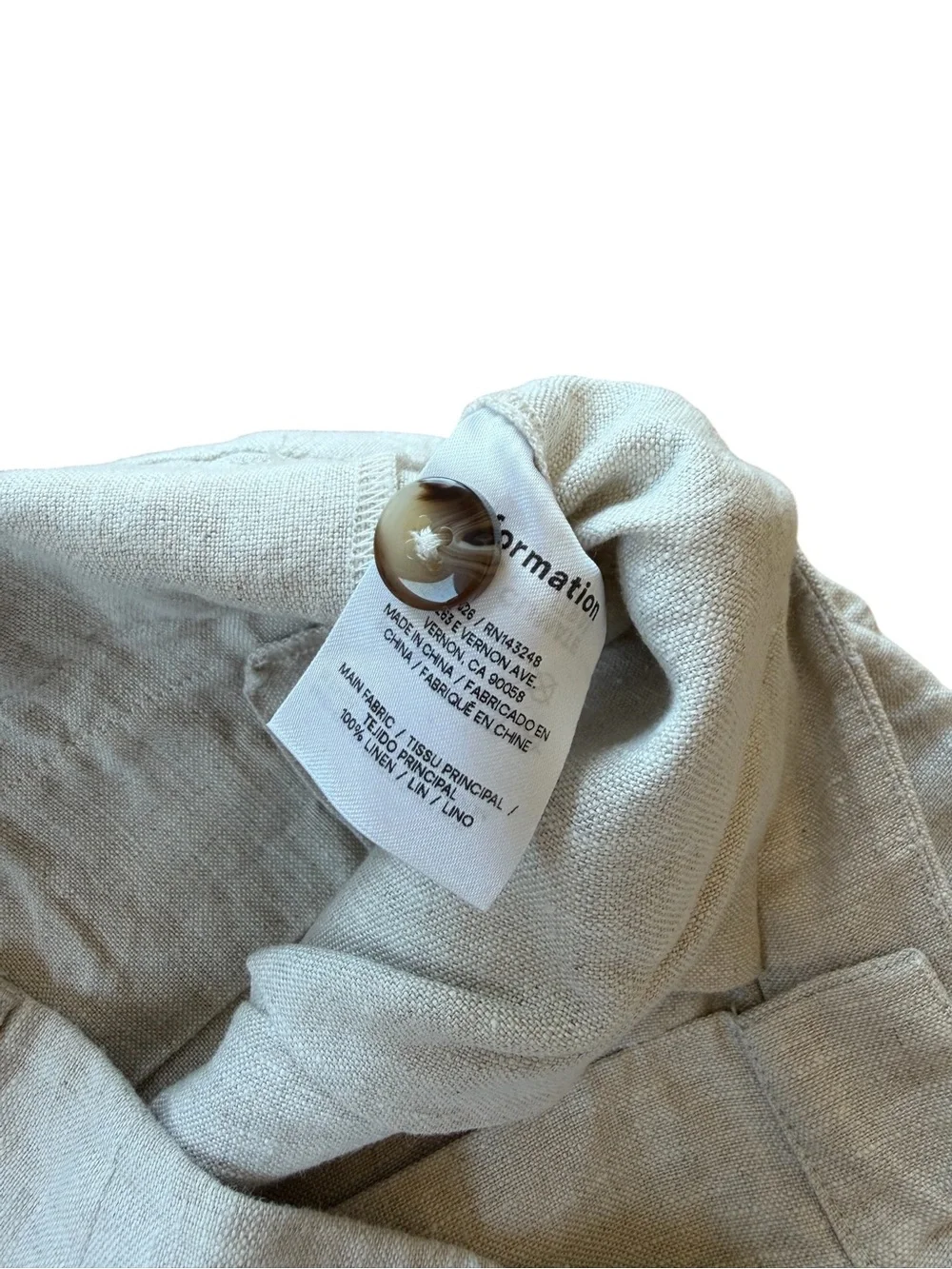 Reformation Linen Vesta Trousers High-Waist Wide-Leg Linen Pants in Natural Tan